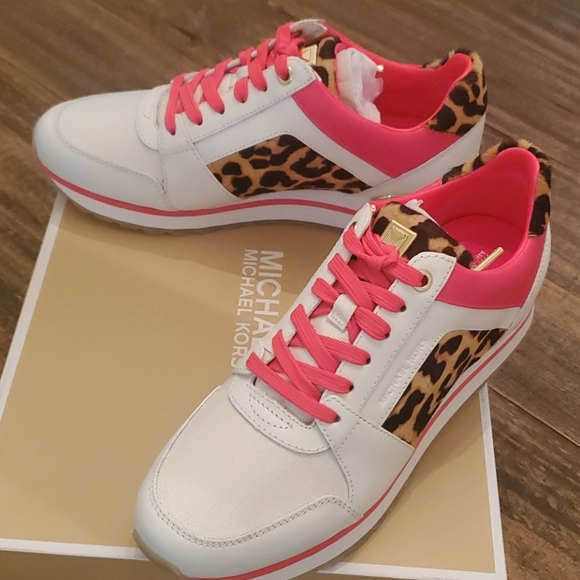 Michael Kors Billie Trainer Leather/Leopard Sneak - Picture 4 of 11